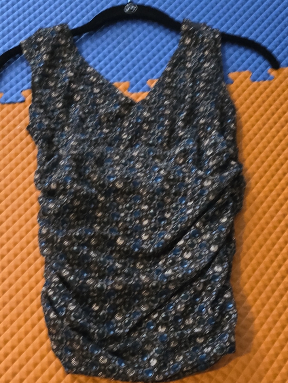 Kenneth Cole Navy Floral Sleeveless V-Neck Top